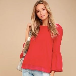 Red Sheer Top with cami undersole